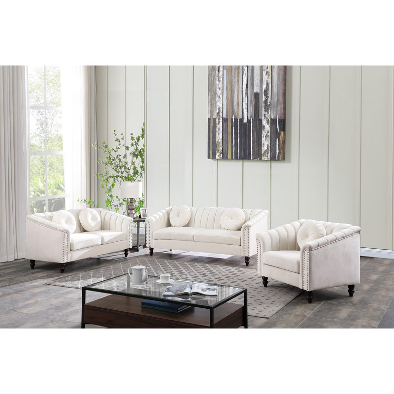 House of Hampton Delorse 3 Piece Velvet Living Room Set Wayfair Canada